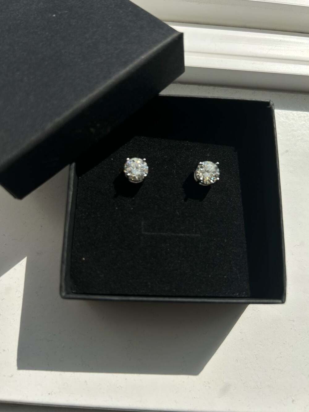 GRA Certified 2.0ct Round Brilliant Cut Moissanite Stud Earrings (8.0mm)